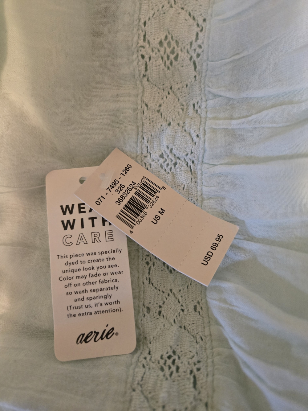 aerie Light Aqua Lace-Trim Maxi Dress with Spaghetti Straps - Picture 6 of 6